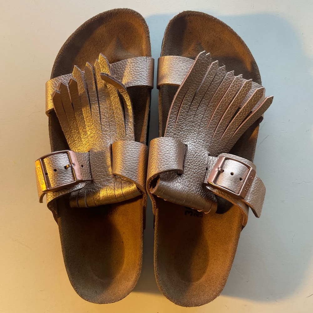 Papillon Birkenstock Rose Gold Sandals